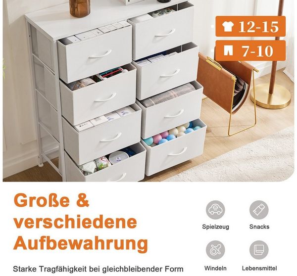 DUMOS Stauraumschrank Kommode mit Stoffschubladen, Stoffkommode für Schlafzimmer Geeignet Schubladenschränke
