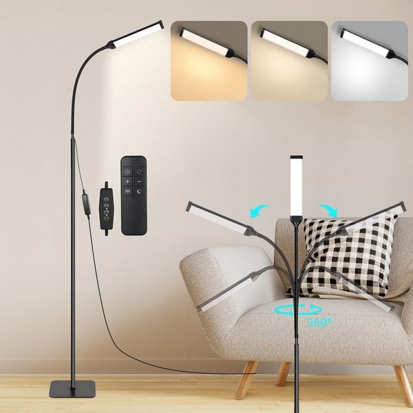 MUPOO LED Stehlampe 120 LED Standleuchten mit Fernbedienung,Schlanke LED Leselampe Stehend, Helligkeit und Farbtemperatur Einstellbar,Höhenverstellbare