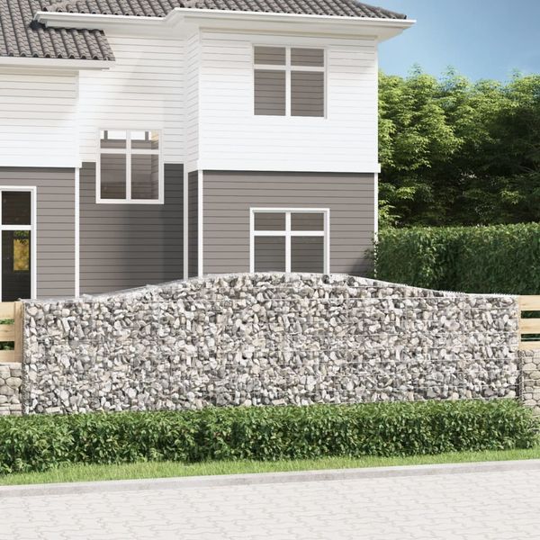 vidaXL Gabione mit Hochbogen 400x50x120/140 cm Verzinktes Eisen 153416