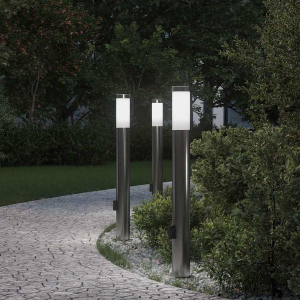 vidaXL Pollerleuchten mit Auslass 3er 80 cm Edelstahl IP44 4006014