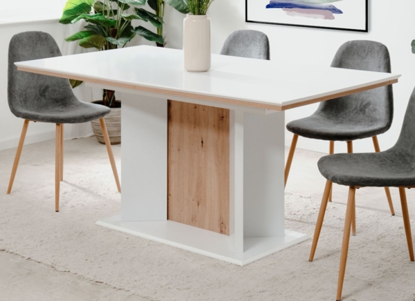 Esstisch Varese in weiß und Eiche ausziehbar 160 - 200 x 90 cm