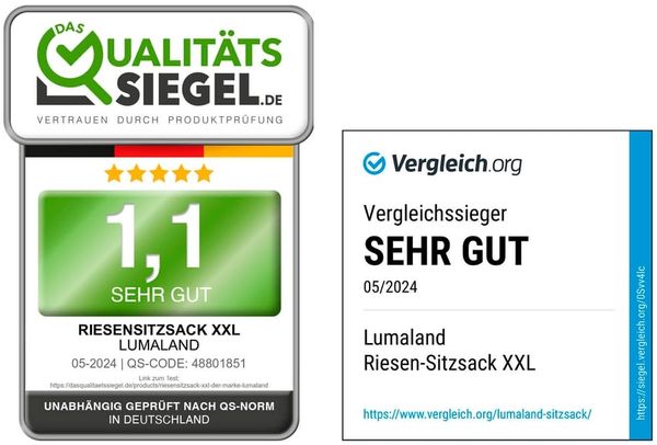 Lumaland 'Karo' Sitzsack XXL für Outdoor & Indoor, Polyester, Pfirsich/Rot, 380 l Bild 2