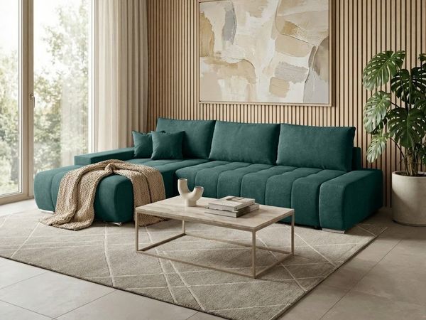 Beautysofa Ecksofa Draco L mit Schlaffunktion, in pflegeleichten Stoffen, Bettkasten