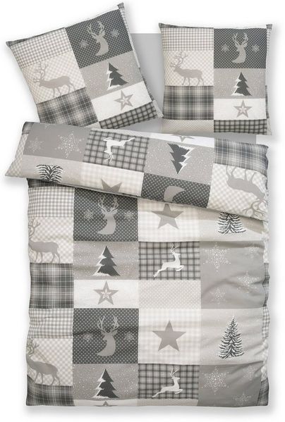 OTTO home Bettwäsche Nicholas, Linon, 2 teilig, Weihnachtsbettwäsche, Winter, in 3 Qualitäten verfügbar