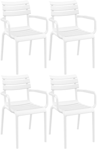 CLP 4er Set Gartenstühle Paris wetterfeste Kunststoffstühle stapelbar bis 160 kg,weiß