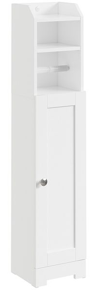 SoBuy FRG177-II-W Toilettenschrank mit Toilettenpapierhalter, MDF, Lackiert, Weiß, 20 x 95 x 18 cm