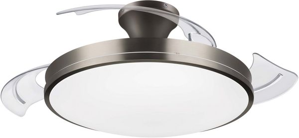 PHILIPS Plafón LED y Ventilador de Techo Retráctil Níquel Con Mando a Distancia