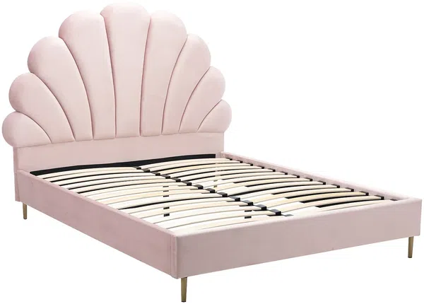 Vente-unique - LIVAYA Bett SamtStoff Puderrosa - B 215 cm x H 150 cm x L 187 cm Bild 3