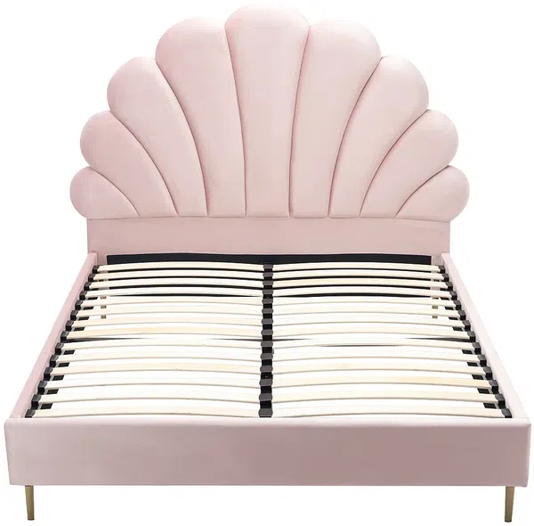 Vente-unique - LIVAYA Bett SamtStoff Puderrosa - B 215 cm x H 150 cm x L 187 cm Bild 4