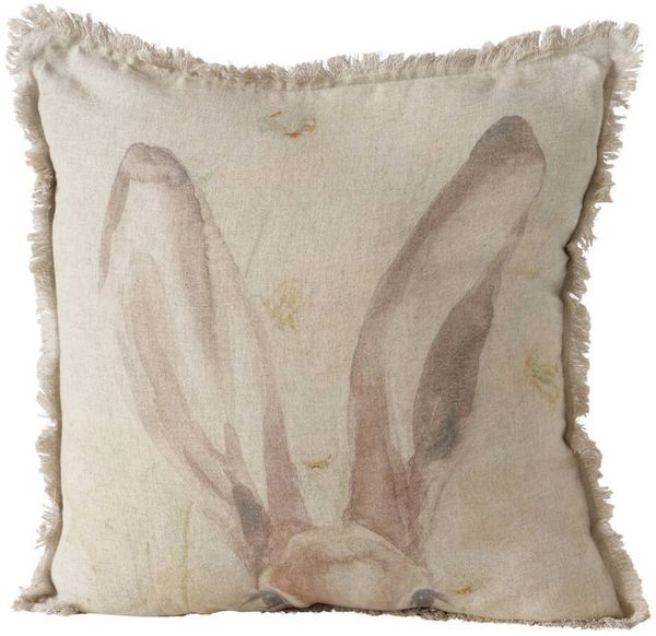 BOLTZE GRUPPE GmbH Dekokissen Dekoratives Kissen mit Fransen RABBIT, aus Leinen, 45 x 45 cm, mit Fransen