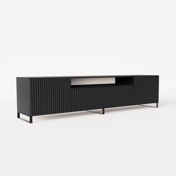 MEBLINI TV-Schrank 200cm Lang - Fernsehschrank - TV Lowboard Industrial - Unterschrank für Fernseher - TV-Unterschrank - TV-Schrank - NOEMI - 200x41x53cm - Schwarz Matt