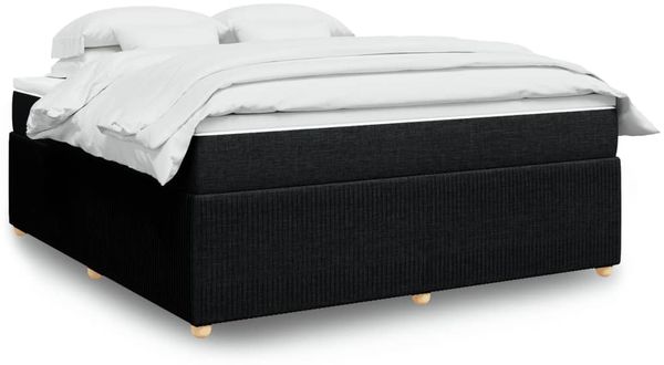 vidaXL Boxspringbett mit Matratze Schwarz 180x200 cm Stoff 3285590