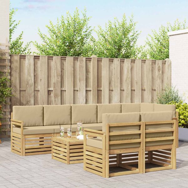 vidaXL Outdoor-Sofagarnitur 8 pcs Weiß und Beige 59 x 59 x 37 cm 3392063