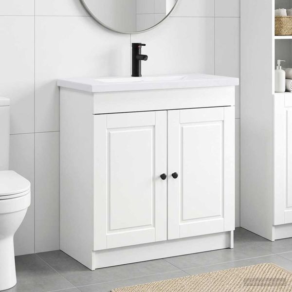 vidaXL Badezimmermöbel-Set Weiß 78,5 x 37,5 x 81 cm Holzwerkstoff 3404134