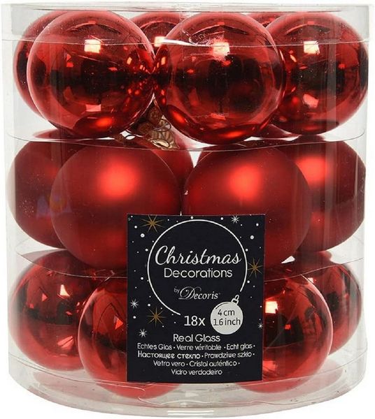 Kaemingk Weihnachtsbaumkugel Weihnachtsbaumkugeln Glas Ø 4 cm weihnachtsrot 18 Stück