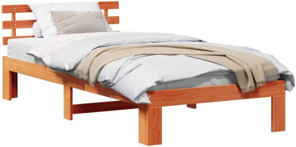 vidaXL Bettrahmen Wachsbraun 100 x 200 cm Massives Kiefernholz 872625 Bild 2