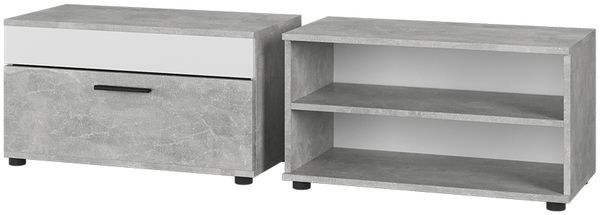 Wohnzimmerschränke Berno Beton/Weiß 2 Teile Vicco