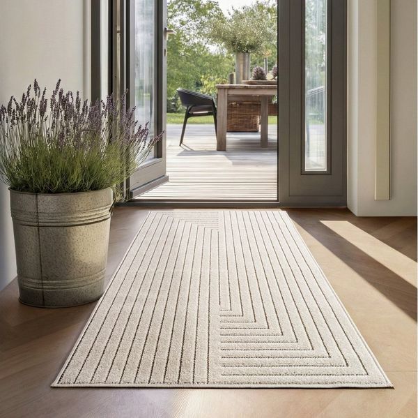 SIMPEX24 Outdoorteppich Skandinavischer 3D Design, Rund, Höhe: 5 mm, Outdoor Teppich Wetterfest Modern Wohnzimmer Küchen Terrasse Balkon