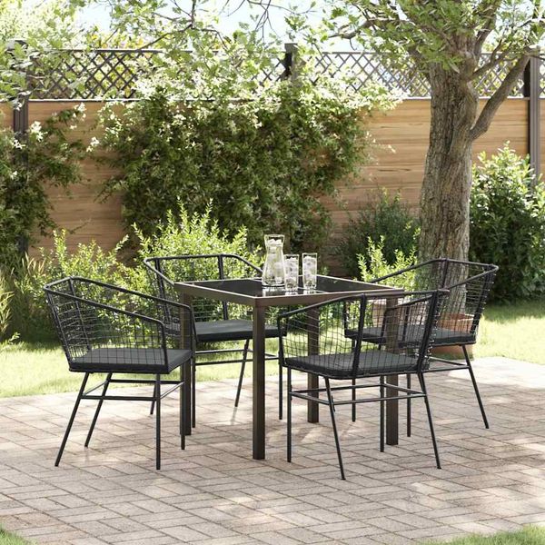 vidaXL Garten Essgruppe 5 pcs Schwarz Poly-Rattan 3380905