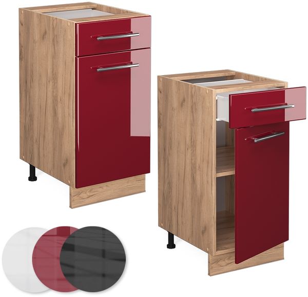 Küchenunterschrank Fame-Line Bordeaux Hochglanz 40 cm ohne Arbeitsplatte Vicco Bild 5