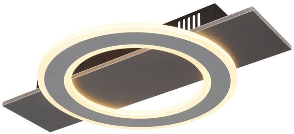 LED Deckenleuchte grau gebürstet, opal, L 44 cm