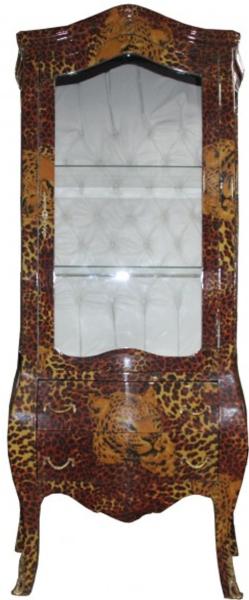 Casa Padrino Barock Vitrine Leopard - Vitrinenschrank - Wohnzimmerschrank