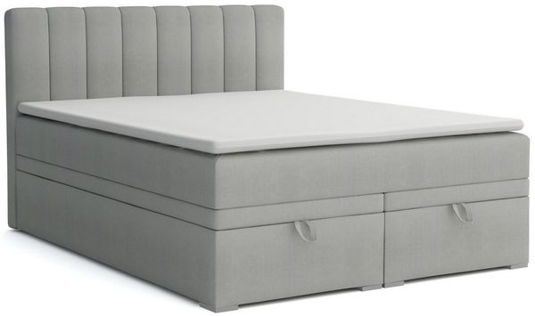 Deine Möbel 24 Boxspringbett DAVID Boxbett Polsterbett Komplettbett Bett mit einer Matratze H4 (Taschenfederkernmatratzen 7 Zonen H4 Creme Grau Hellgrau Schwarz Anthrazit Beige Samt Velour, 3-St, Taschen-federkernmatratze 7 Zonen H4 PREMIUM Bett), 120x...