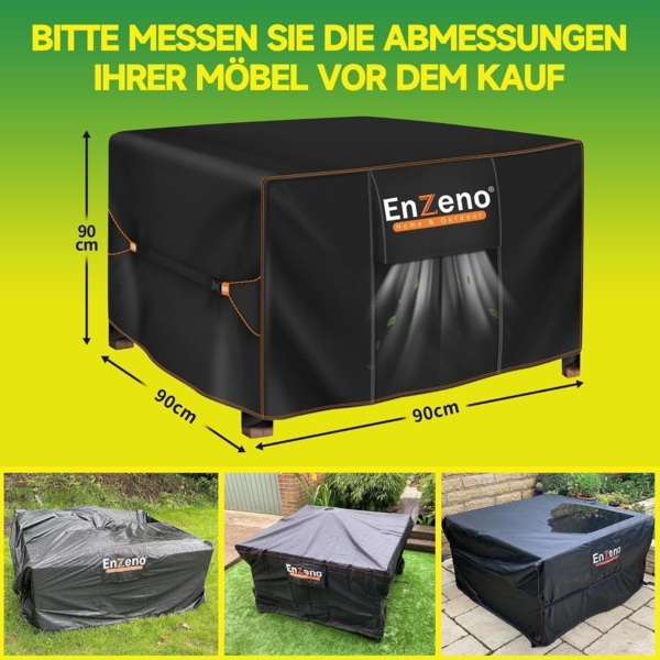 Enzeno Gartenmöbel Abdeckung 420D Oxford Wasserdicht Winterfest 90x90x90cm Bild 7