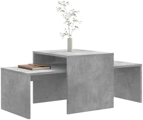 2er-Set Couchtisch, Spanplatte Betongrau 100 x 48 x 40 cm Bild 3