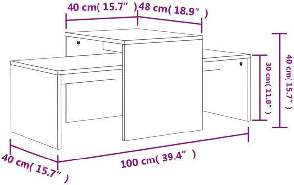 2er-Set Couchtisch, Spanplatte Betongrau 100 x 48 x 40 cm Bild 7