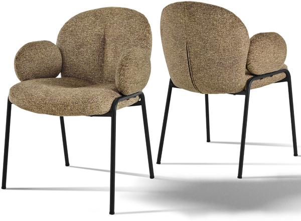 GOEURVANT 1235 Esszimmerstühle 2er-Set, Polsterstühle, Bouclé - Taupe