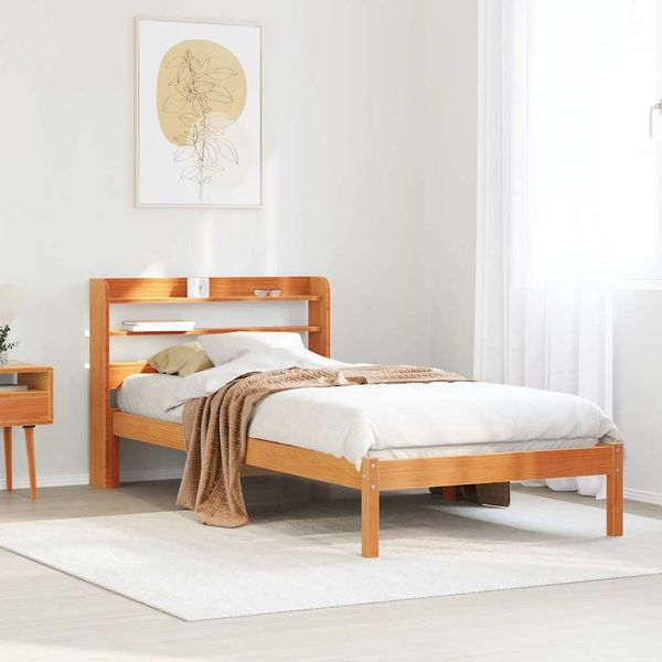 vidaXL Bettgestell mit Kopfteil ohne Matratze Wachsbraun 75x190 cm 3306551