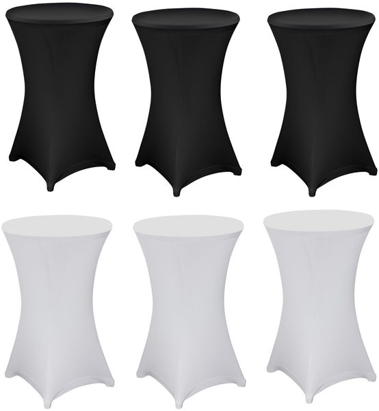 6x Stehtischhusse Husse Schwarz Weiß Stretch Ø 60cm Bistrotisch Stehtisch