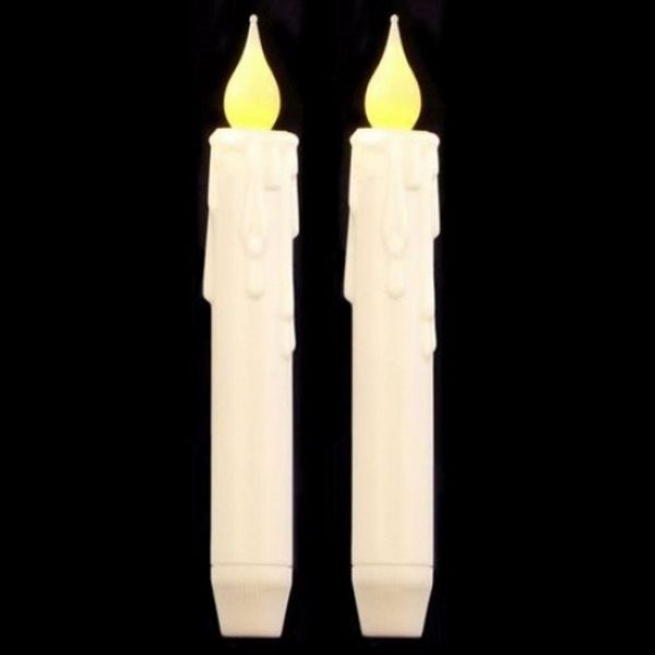 BURI Kugelleuchte LED 2er-Set Tafelkerzen Flackerlicht mit Timer Spitzkerzen Stabkerzen