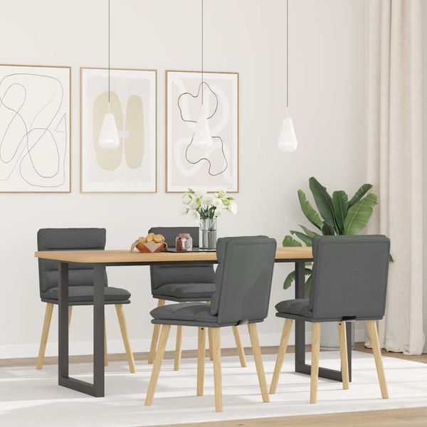 vidaXL Esszimmerstühle 4 Stk. Dunkelgrau Stoff 3315394