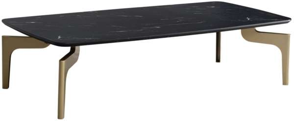 Couchtisch 120x60x30,5 cm mit Hochglanz Marmor Optik Schwarz / Gold, Wohnzimm... Bild 7