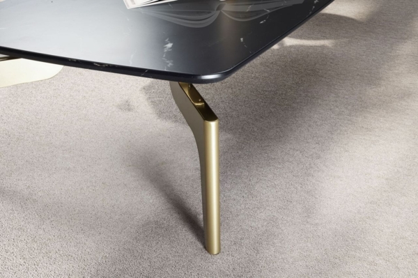 Couchtisch 120x60x30,5 cm mit Hochglanz Marmor Optik Schwarz / Gold, Wohnzimm... Bild 6