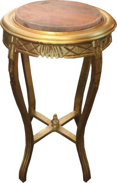 Barock Beistelltisch Rund Gold B. 40 cm x H. 68 cm - Massivholz