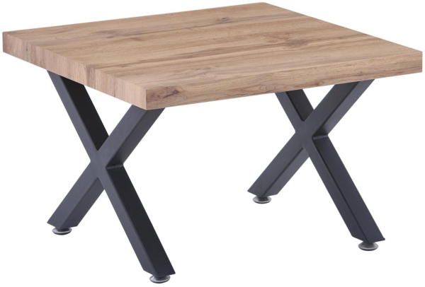 Couchtisch 'Möbilia', Kreuzgestell, Wildeiche Nb./Schwarz, ca. 60 x 40 x 60 cm