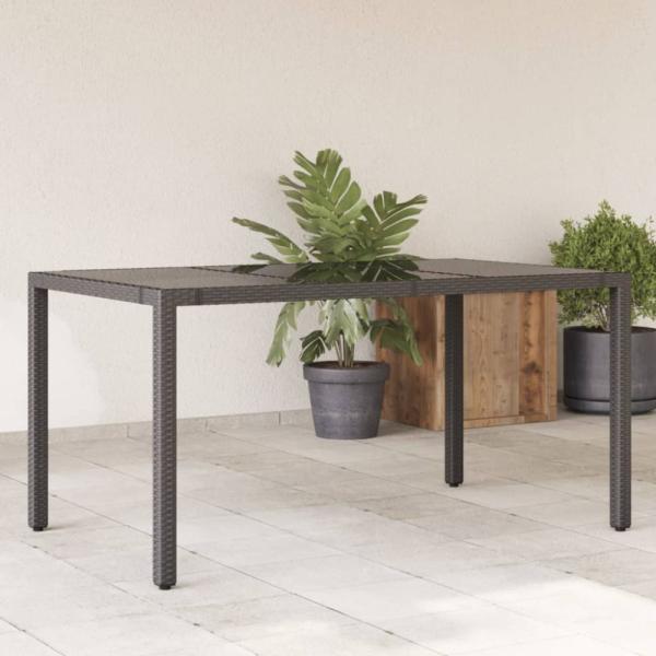 vidaXL Gartentisch mit Glasplatte Schwarz 150x90x75 cm Poly Rattan 365589