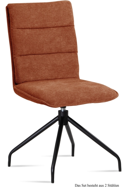 Esszimmerstuhl drehbar (2er-Set) Donata 47x92x60 Schwarz/Cognac