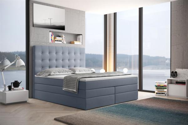 Boxspringbett Schlafzimmerbett TRIANA DELUX 180x200cm in Stoff Hellblau