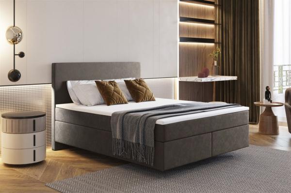 Boxspringbett Schlafzimmerbett ROCIO Nr. 5 Premium 160x200cm in Stoff Braun