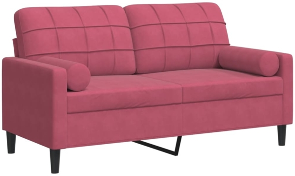vidaXL 2-Sitzer-Sofa mit Zierkissen Weinrot 140 cm Samt 3278223