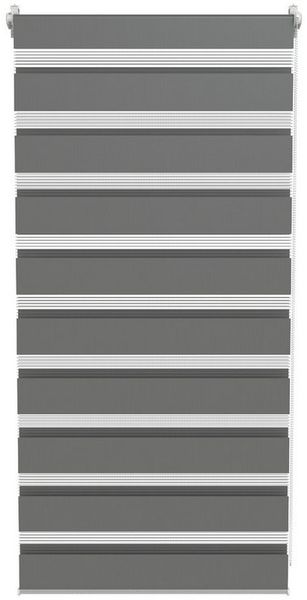 Doppelrollo Verdunkelungsrollo, einfach zu montieren, Schwarz/Grau/Weiß, FIVMEN, Zebrarollo Rollos ür Wohnzimmer Küche Büro lichtdurchlässig