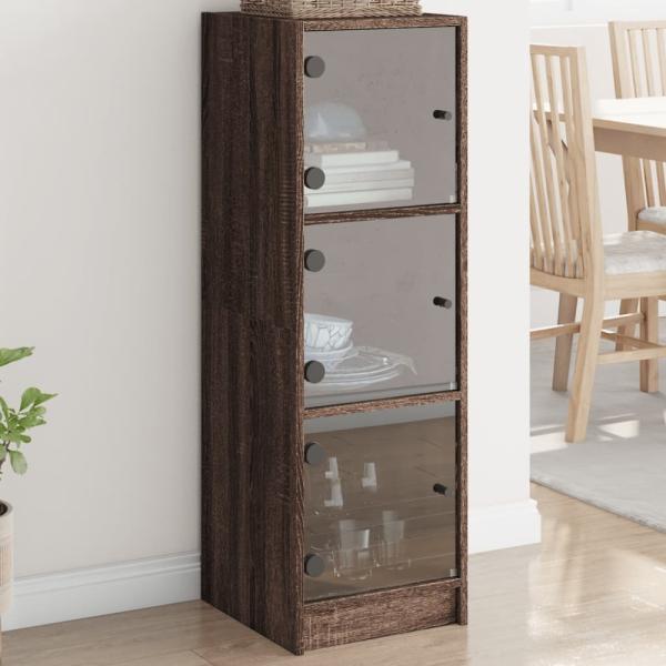 vidaXL Highboard mit Glastüren Braun Eichen-Optik 35x37x109 cm 836391