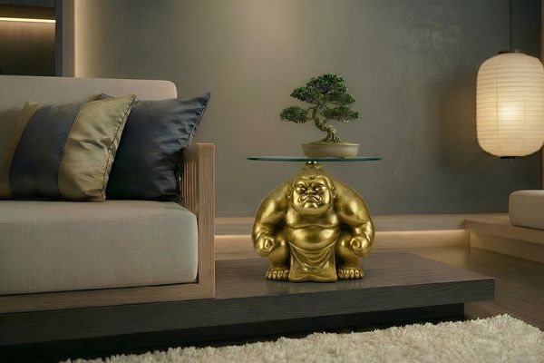 riess-ambiente Beistelltisch SUMO 30cm gold - Skulptur, Glas, Ringer, handgefertigt, modern, rund (Einzelartikel, 1-St), Markanter Ablagetisch - ideal als dekorativer Akzent im Wohnzimmer