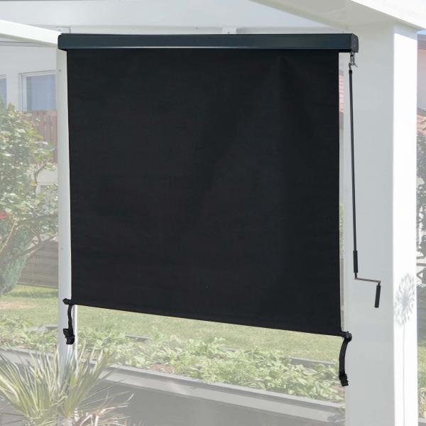 Vertikalmarkise HWC-F42, Senkrechtmarkise Sichtschutz Außenrollo Rollo, UV-Schutz 50 Stoff ~ 250x180cm, schwarz