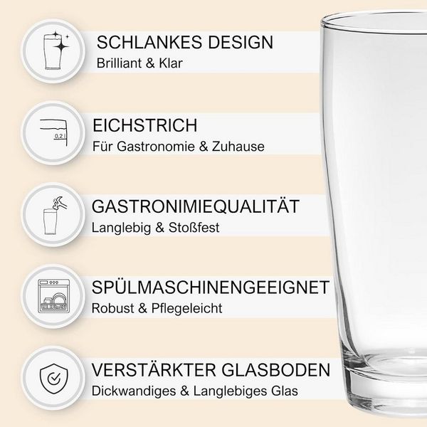 6er Set Bierglas Willibecher 0,3L geeicht Glas Biergläser Tumbler perfekt geeignet für Gastronomie