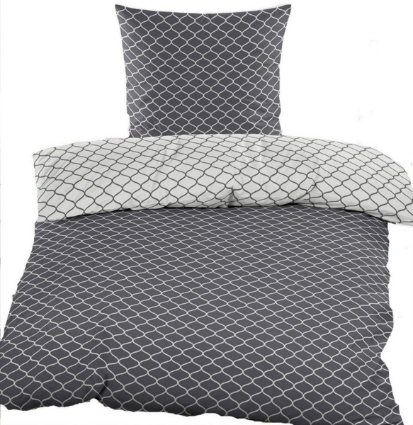 KH-Haushaltshandel Bettwäsche Seersucker Wende Bettwäsche 135x200 +80x80cm, dunkelgrau silbergrau, Seersucker, bügelfrei, Microfaser Bild 5